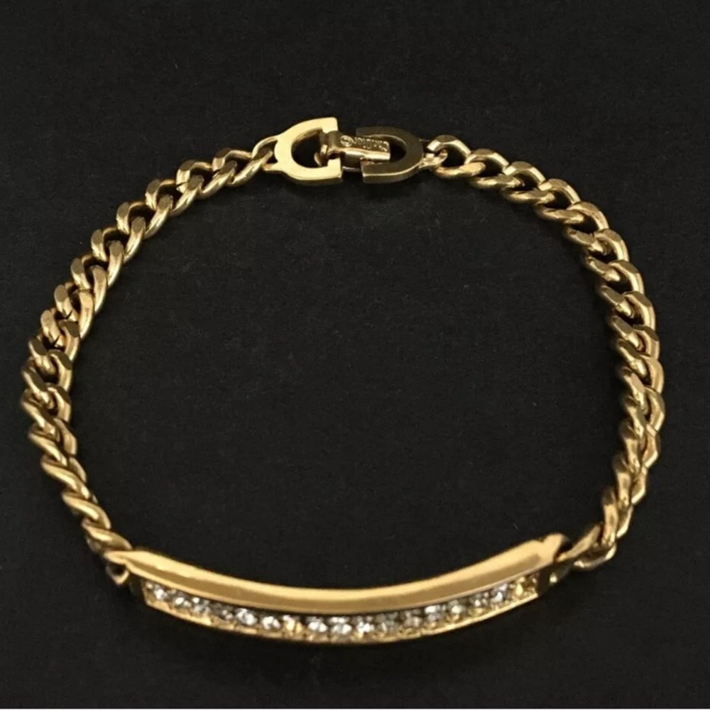 Christian Dior Rhinestones Bracelet Gold Plated #10